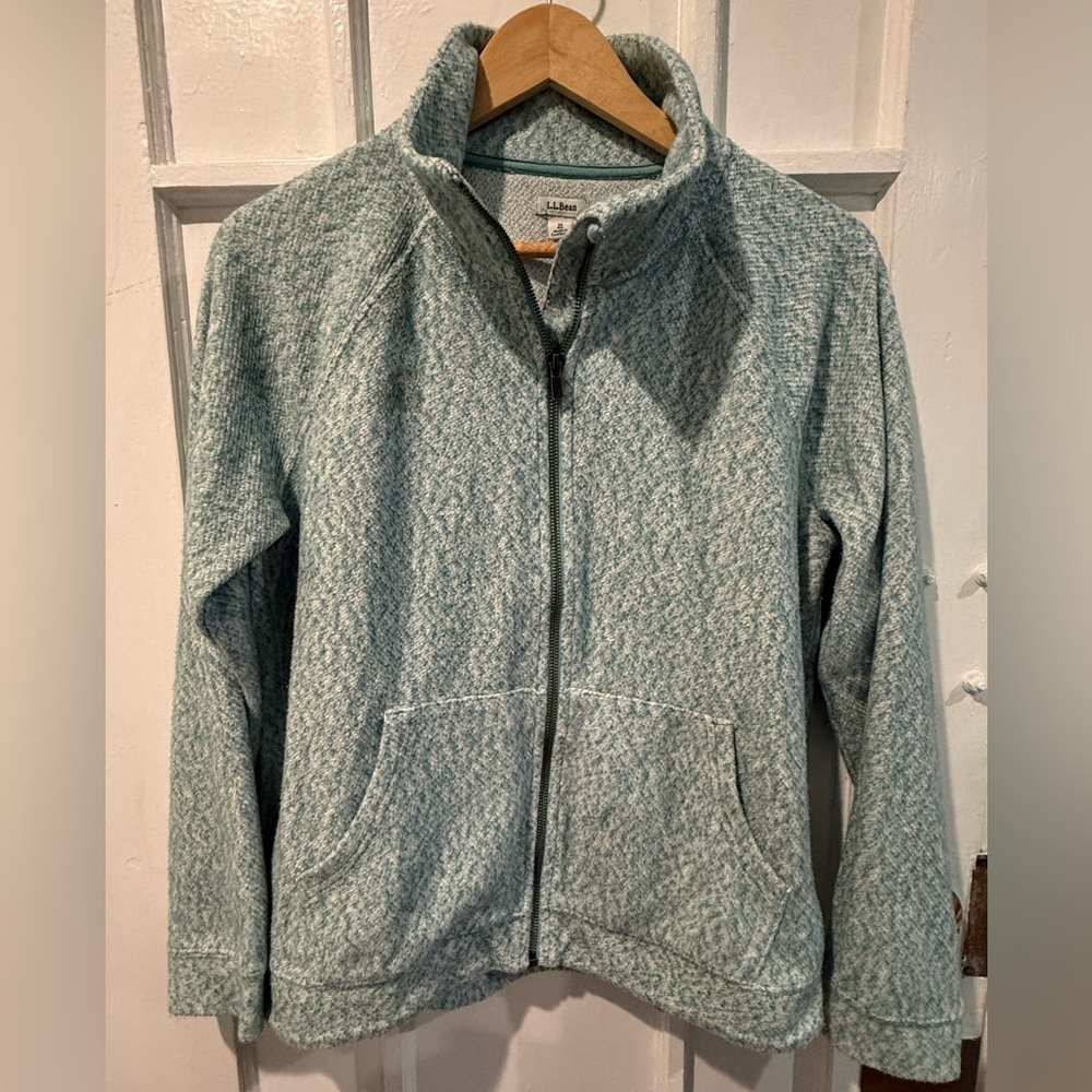 L.L. Bean Teal Textured Fleece Jacket